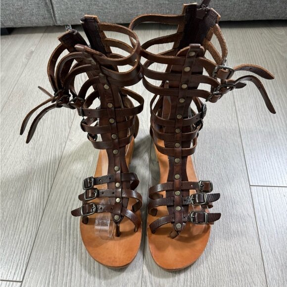 Sandalo Shoes - Sandalo Brown Hand Made Greek Gladiator Buckle Sandals